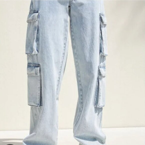 PacSun 90s Baggy Cargo Jeans - Blue Light Wash - Picture 1 of 6